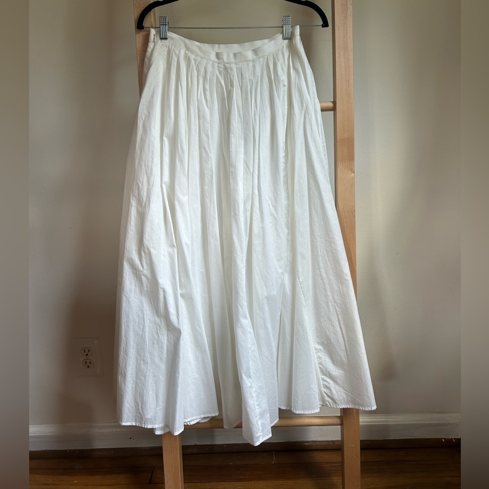 Zara women’s ZW Collection Midi Swing Skirt - white. 100% cotton - Picture 4 of 5